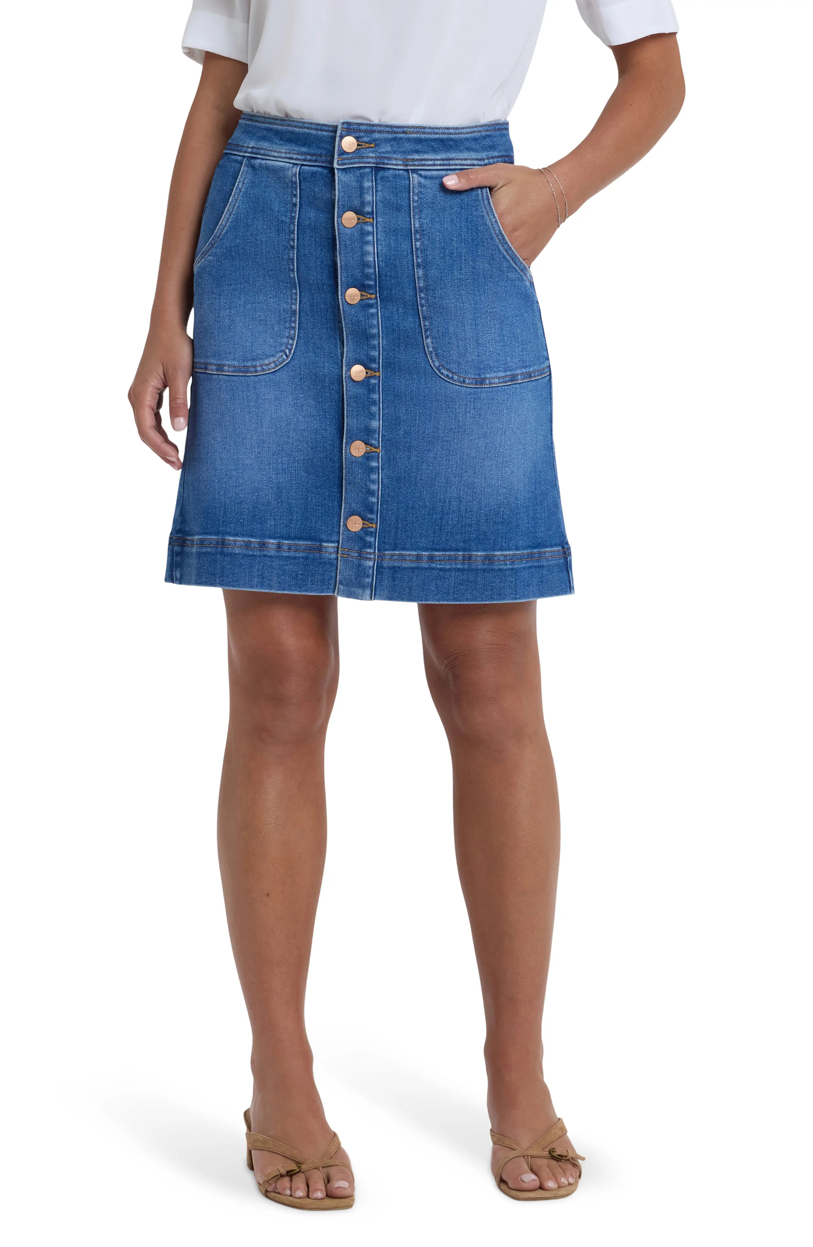 High Waist A-Line Denim Utility Skirt (Women) | Nordstrom | Nordstrom