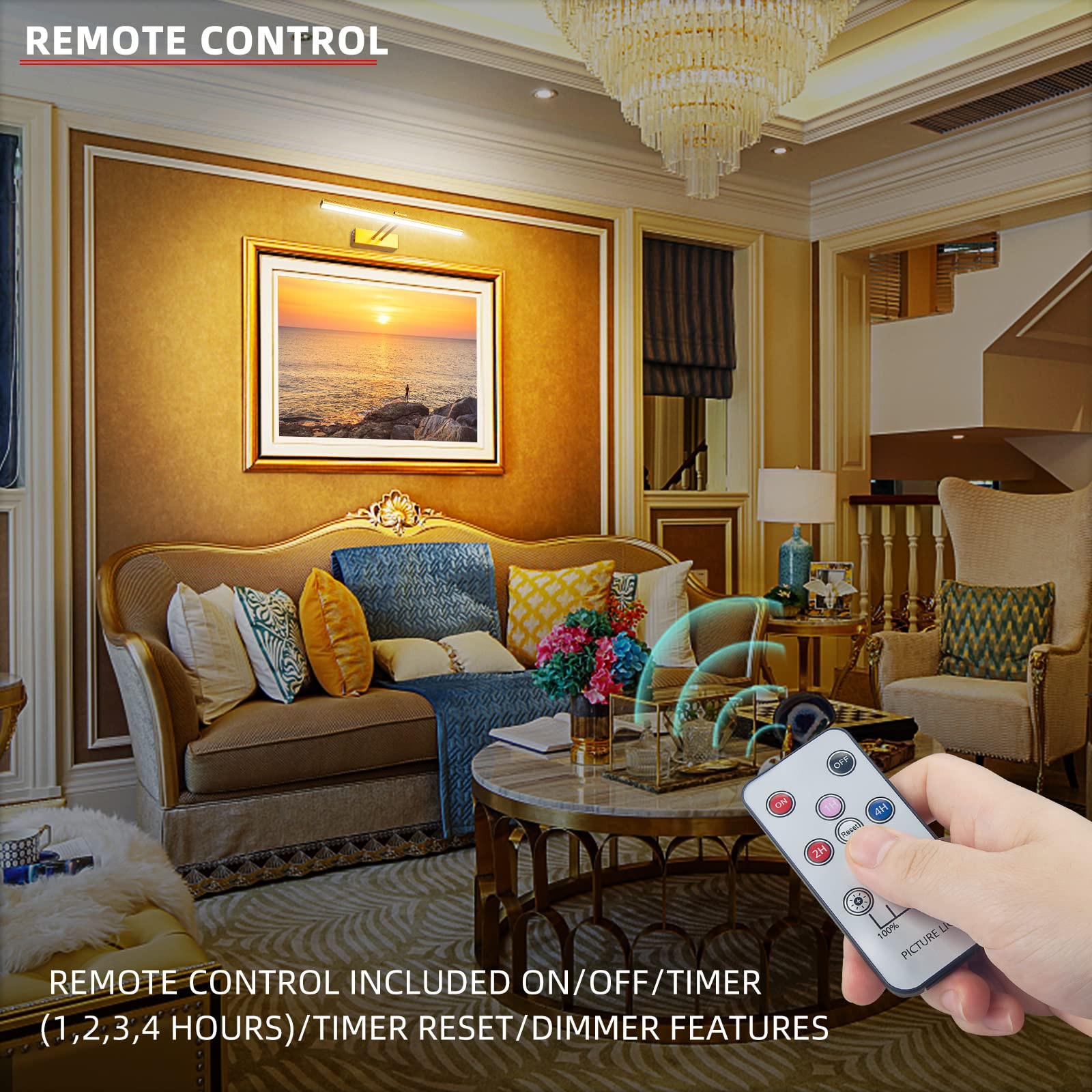 FUNCHDAY Picture Light,5000mAh Battery Operated Picture Light for Wall,Wireless Remote Painting L... | Amazon (US)