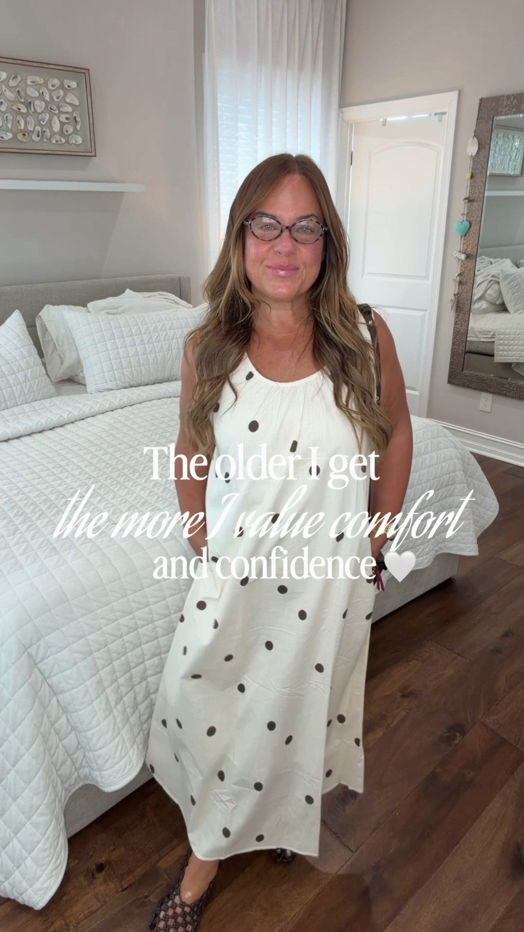 The older I get, the more I realize that confidence starts with feeling comfortable in what you’re wearing. ✨✨✨ This Amazon polka dot maxi dress is one of those pieces that looks far more expensive than it is, feels amazing on and makes getting dressed effortless. I’m wearing my true size Large, paired with the cutest knotted ballet flats and chunky gold jewelry for an easy summer look.

#LTKootd #LTKOver40 #LTKMidsize