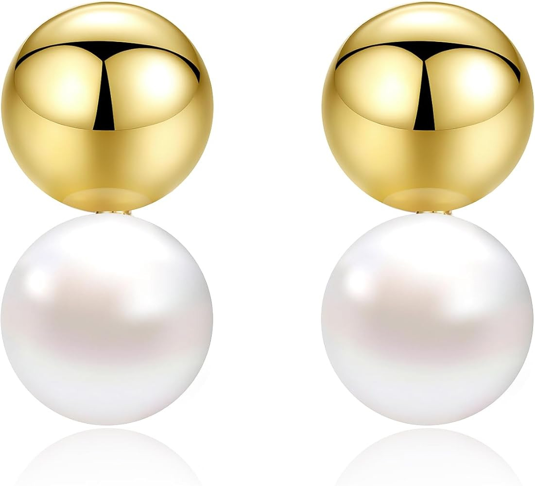 Pearl Earrings For Women Statement Simple Drop Dangle Mothers Freshwater Stud Bridal Small Shell ... | Amazon (US)