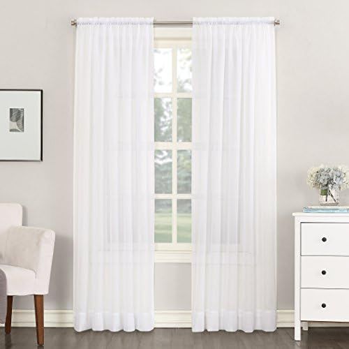 No. 918 Emily Sheer Voile Rod Pocket Curtain Panel, 59" x 63", White | Amazon (US)