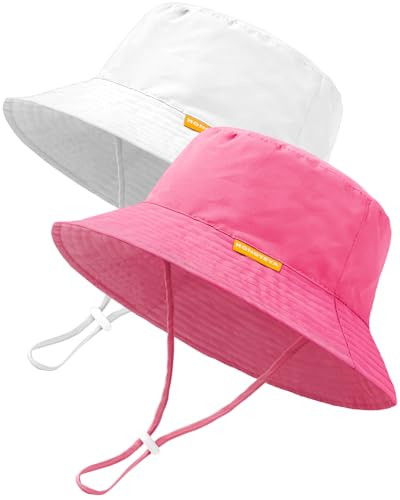Baby Sun Hat Kids Summer UPF 50+ Toddler Bucket Hat Wide Brim Adjustable Beach Hats for Boys Girls Age 0-6 Years | Amazon (US)