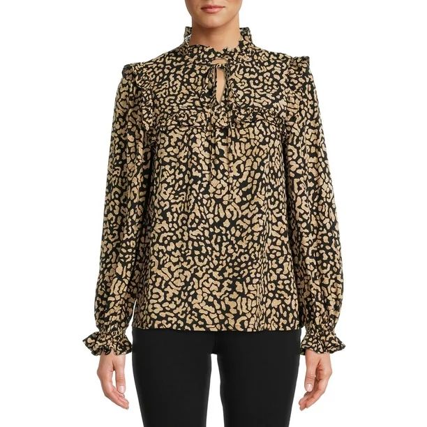 The Get Women's Tie Neck Poet Sleeve Blouse | Walmart (US)