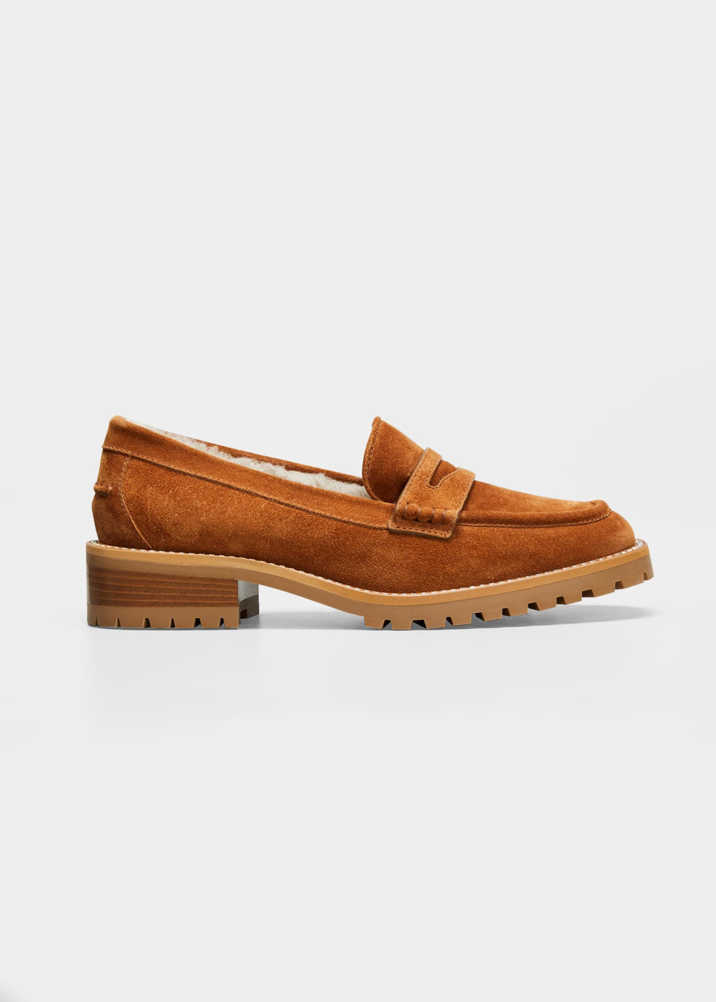 Jimmy Choo Deanna Suede Shearling Penny loafers | Bergdorf Goodman