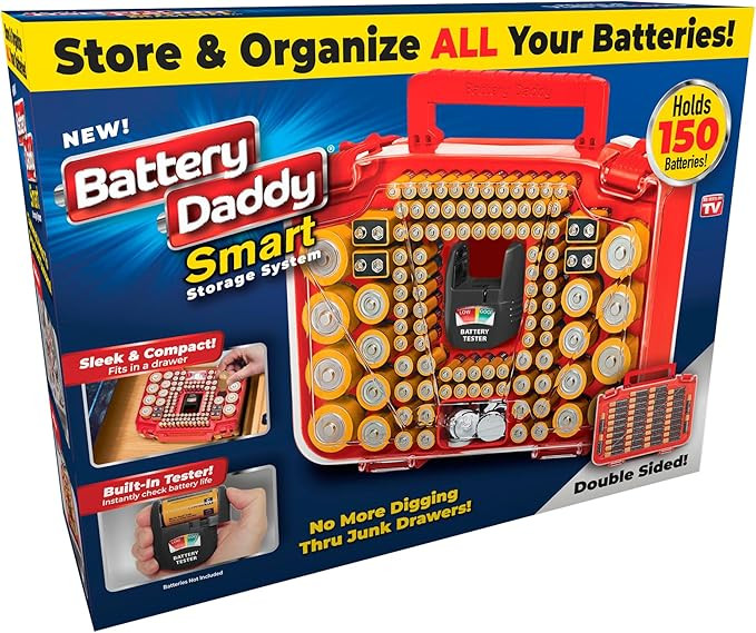 Ontel Battery Daddy Smart - Battery Organizer Storage Case with Tester, Stores & Protects Up to 1... | Amazon (US)
