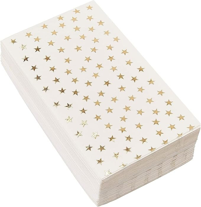 Juvale Star Napkins - Gold Foil Paper Dinner Napkins with Stars - Disposable 3-Ply Decorative Par... | Amazon (US)