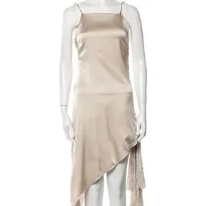 Cult Gaia Cream Satin Asymmetrical Mini Dress with side tassel | Poshmark