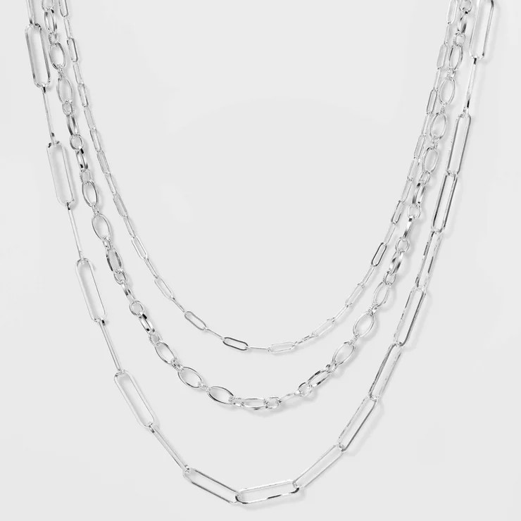 3 Row Paperclip Chain Necklace - A New Day™ | Target