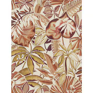 Caroline et Bettina Amber Feuilles Vinyl Peel and Stick Removable Wallpaper, Brown | The Home Depot