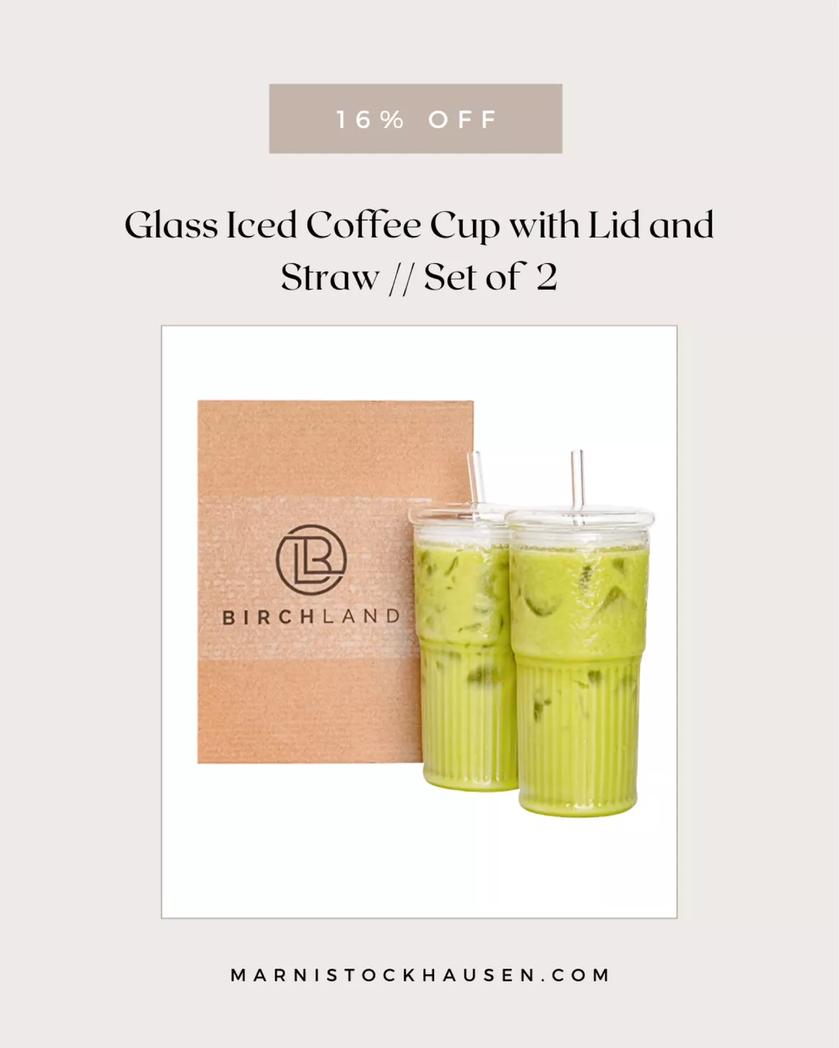  Birchland All Glass Iced Coffee Cup with Lid and Straw