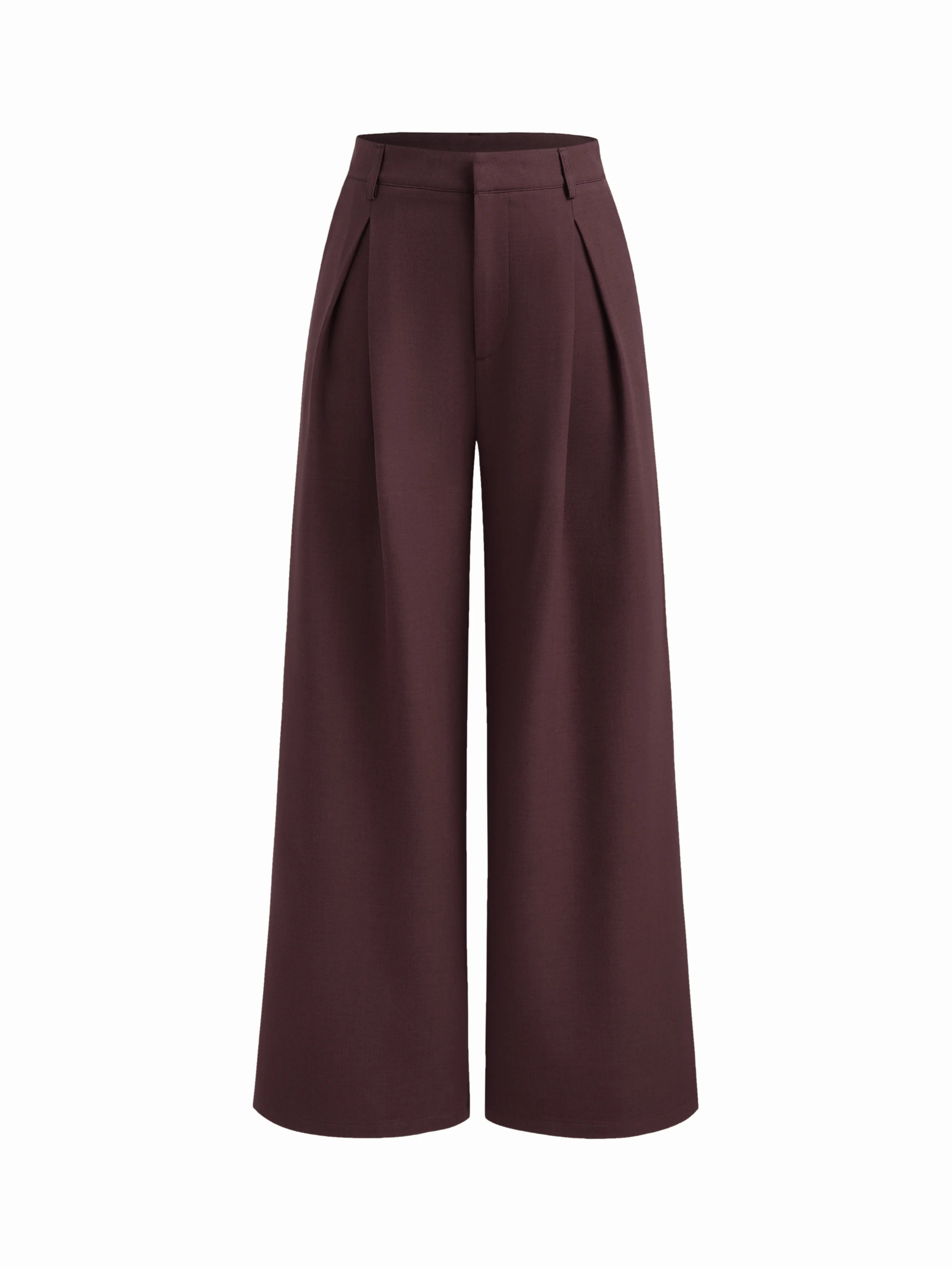 Mid Rise Straight Leg Pleated Trousers | Cider