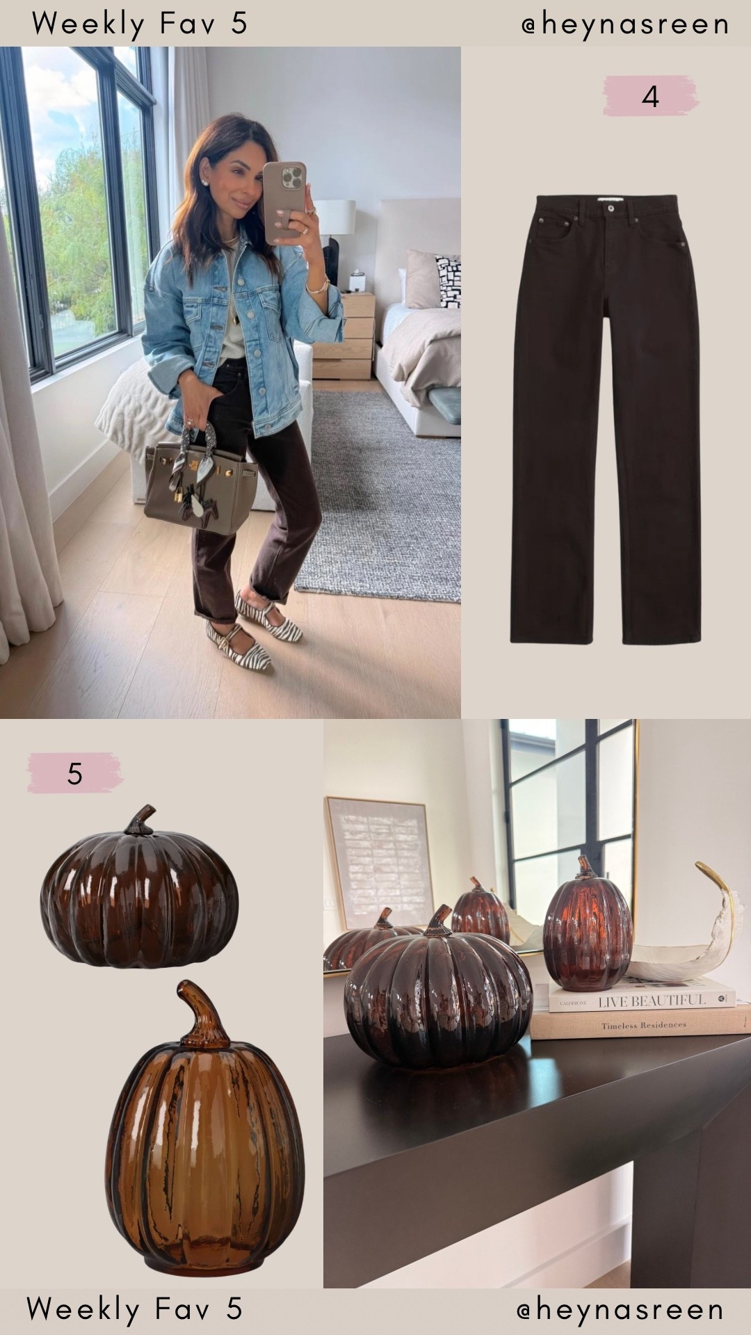 Fav 5:
#4: Abercrombie jeans, currently on sale right now!
#5: Target glass pumpkins, love this color and looks so chic for the price!