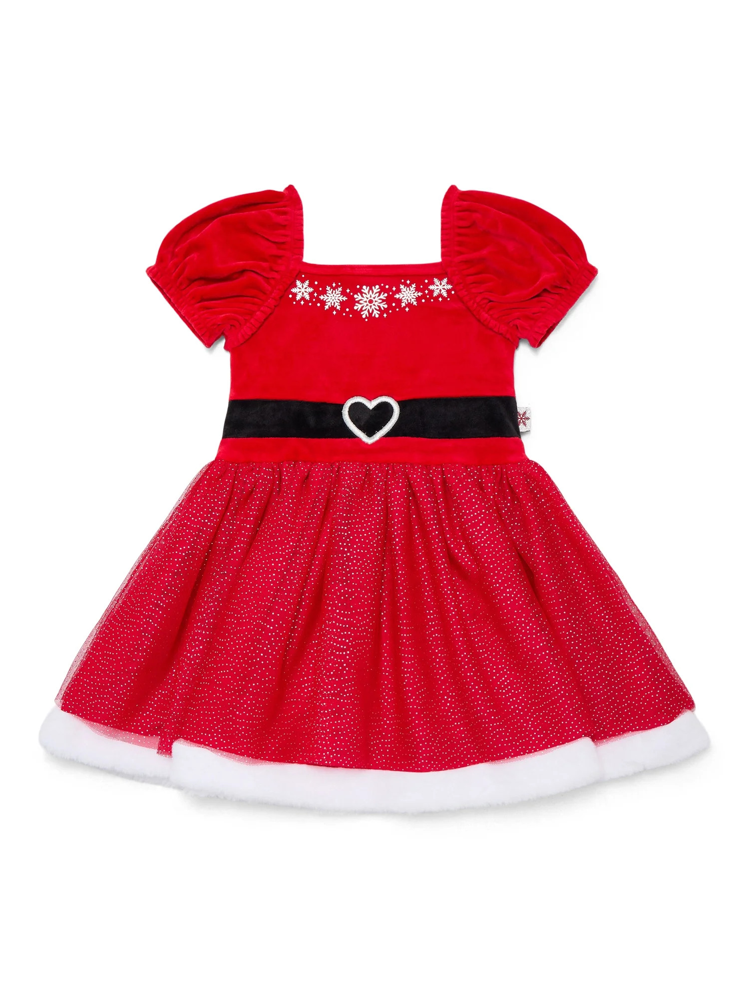 Holiday Time Toddler Girls Cosplay Santa Tutu Dress with Puff Sleeves, Sizes 12M-5T | Walmart (US)