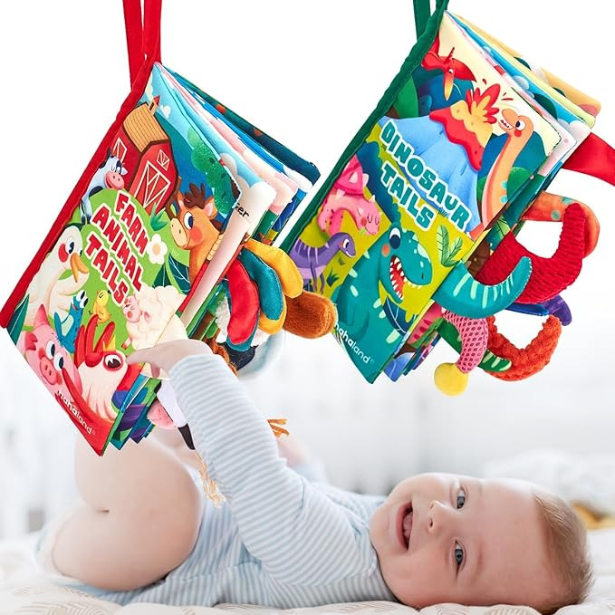 hahaland Baby Books 2PCS - Baby Toys 0-6 Months - Touch & Feel Tummy Time Sensory Soft Books for ... | Amazon (US)