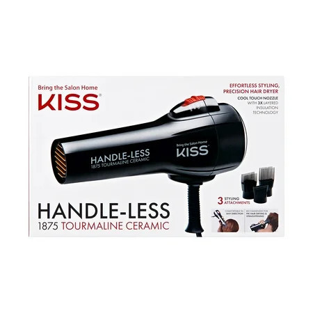 KISS Handle-Less Ceramic Tourmaline Hair Dryer 1875 Watts 3 Attachments | Walmart (US)