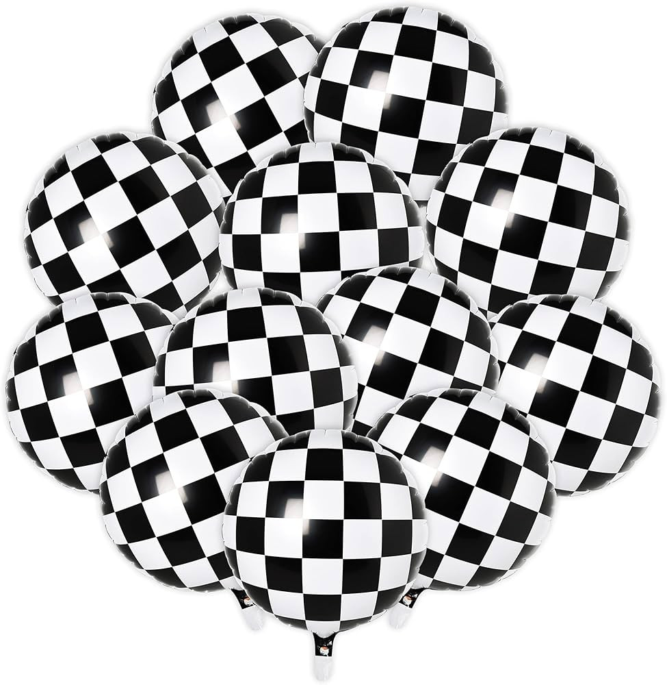 Checkered Balloons 12pcs Racing Party Decorations Supplies 18inch Racing Car Balloons Checkerboar... | Amazon (US)