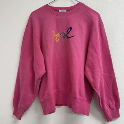 Authentic YVES SAINT LAURENT Trainers Sweatshirt Logo Print Pink Size M Women's | eBay US