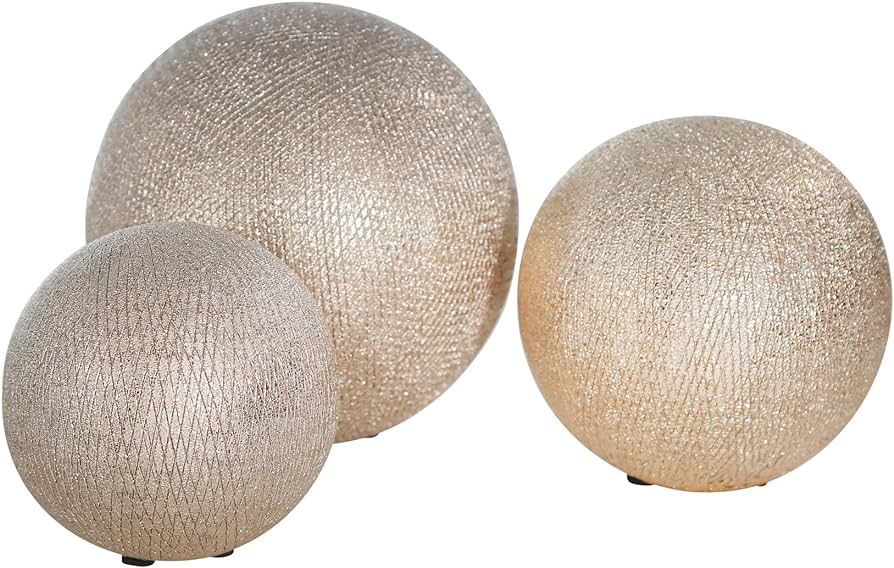 Sagebrook Home 13826-12 Ceramic 6/5/4" Orbs, Champagne (Set of 3), 6 x 6 x 6 inches, Silver | Amazon (US)