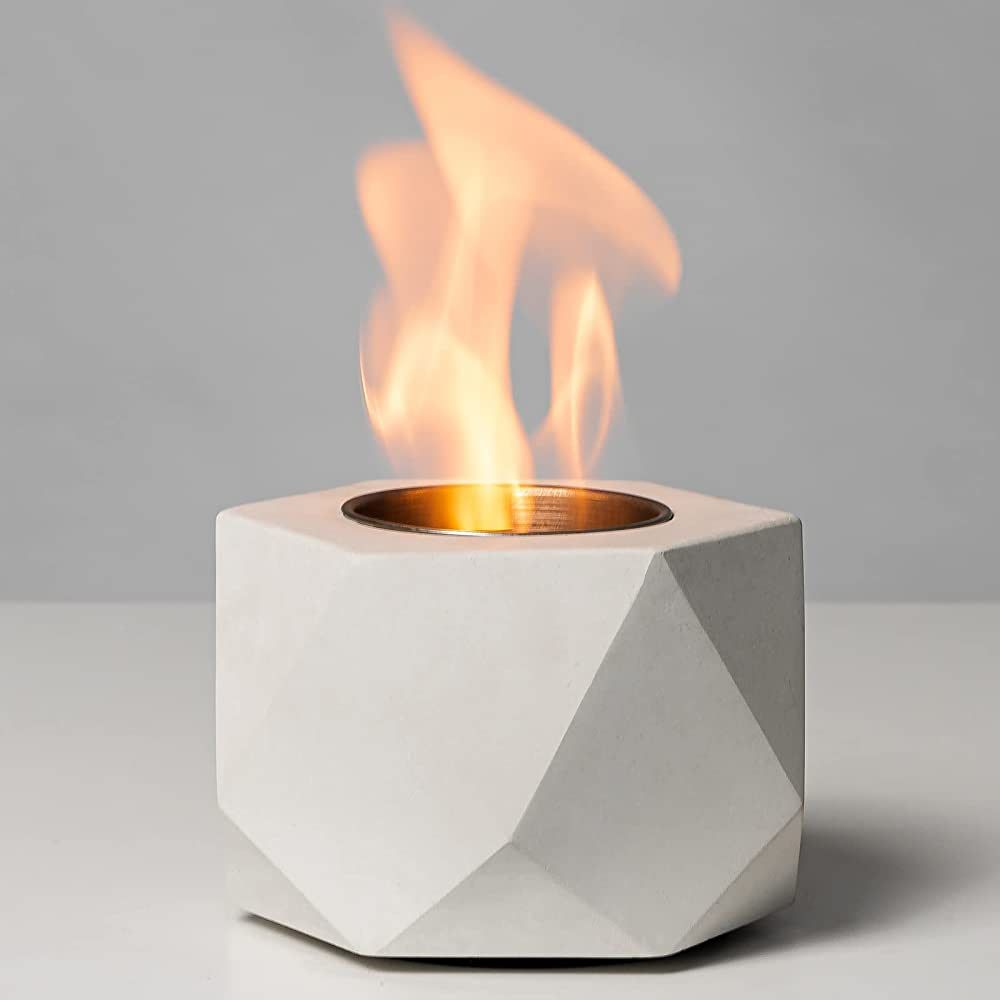 Amazon.com : KIZZBY Table Top Fire Pit Bowl - Concrete Tabletop Fireplace Indoor Outdoor Decor Po... | Amazon (US)