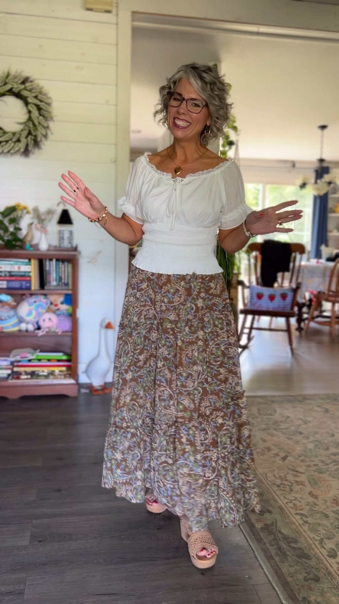 You guys this outfit is so romantic and beautiful and I am obsessed, a gorgeous full boho maxi skirt paired with the prettiest white off the shoulder lace top with a smocked corset style bodice and it is giving all the beach, vacation, and date night vibes! Everything is from Amazon and my crochet sandals are from Cato. 

#amazonfashion #amazonfinds #amazonstyle #founditonamazon #catofashion #catofinds #catostyle #summerstyle #summeroutfit #summerfashion #summerinspo #summervibes #summerlook #summerwear #summerdress #springfashion #springoutfit #springstyle #casualoutfit #casualstyle #casualchic #effortlessstyle #effortlessfashion #bohostyle #bohofashion #bohooutfit #bohochic #bohovibes #bohosummer #flowyoutfit #ootd #ootdfashion #outfitoftheday #outfitinspo #outfitideas #realoutfitgram #todaysoutfit #affordablefashion #affordablestyle #budgetfashion #womensfashion #womensstyle #petitestyle #petitefashion #petiteoutfit #petitewomen #petitegirl #petites #momstyle #momfashion #momootd #momlife #teacherstyle #teacherfashion #grandmastyle #grandmafashion #over40style #over40fashion #over40andfabulous #fashionover40 #womenover40 #over50style #over50fashion #fashionover50 #agelessstyle #midlife #midlifestyle #midlifefashion #maturestyle #maturefashion #fashionblogger #fashionista #styleinspo #fashioninspo #instafashion #cuteoutfit #trending #fashion #style #ltkfinds #ltkseasonal #ltkunder50 #ltkpetite #ltkover40 #ltkover50 #ltkfashion #ltkstyle #ltksummer #ltkspring #liketoknowit #shopltk #maxiskirt #bohoskirt #brownskirt #fullskirt #linedskirt #elasticwaist #offtheshoulder #lacetop #smockedtop #corsettop #empirwaist #romantcoutfit #romanticstyle #romanticfashion #beachoutfit #beachstyle #datenight #datenightoutfit #familypictures #resortoutfit #resortwear #traveloutfit #travelstyle #crochetwedges #wedgesandal

#LTKOver40 #LTKPetite #LTKootd