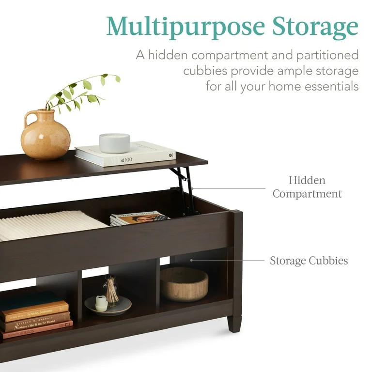 Best Choice Products Lift Top Coffee Table, Multifunctional Accent Furniture w/ Hidden Storage - ... | Walmart (US)