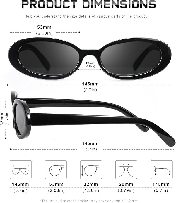 Sunglasses Womens Retro Oval Sunglasses for Women Men Fashion Small Oval Sun Glasses 90s Vintage ... | Amazon (US)