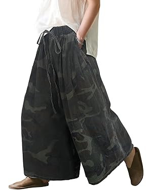 UQJE Women's Wide Leg Baggy Jeans Plus Size Loose Elastic Waist Denim Pants with Deep Pockets Lig... | Amazon (US)