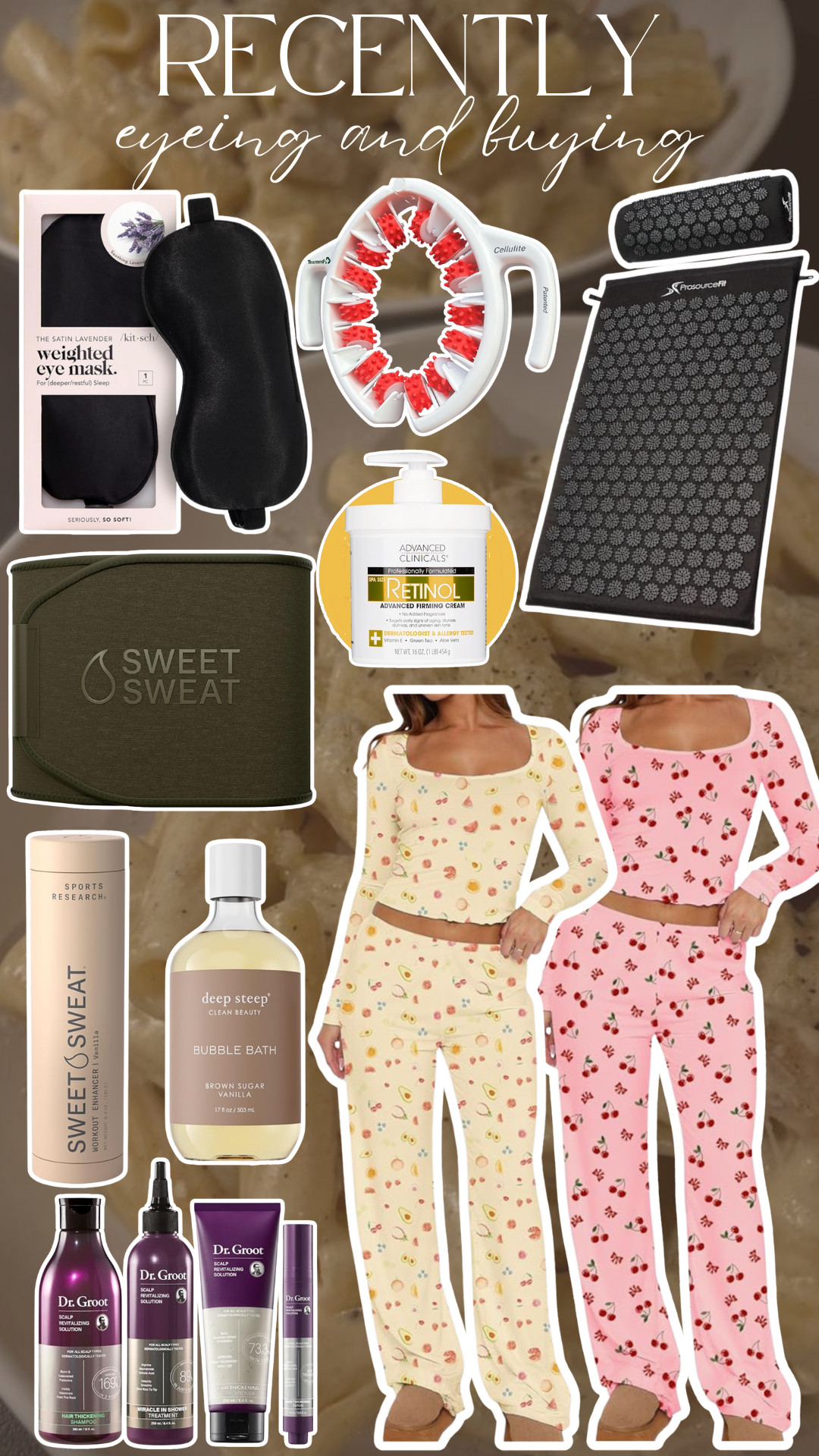 currently eyeing. in my cart. cellulite. red light therapy. weighted eye mask. sweet sweat. health. pajamas. pjs. sleepwear. haircare. bubble bath 

 #LTKselfcare #LTKSeasonal