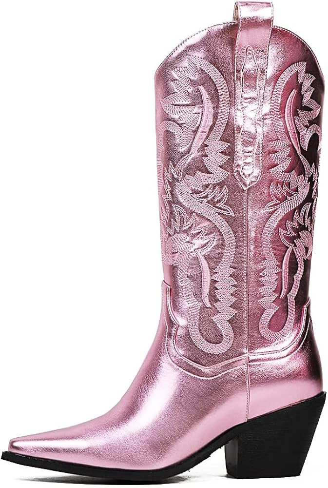 Erocalli Women's Cowgirl Boots Cowboy Boots Vintage Pointed Toe Chunky High Heel Pull On Western ... | Amazon (US)