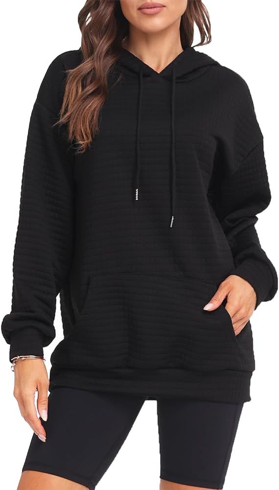 AIOIC Sweatshirt for Women Pullover Hoodies Waffle Knit Fashion Fall Clothes with Pockets | Amazon (US)