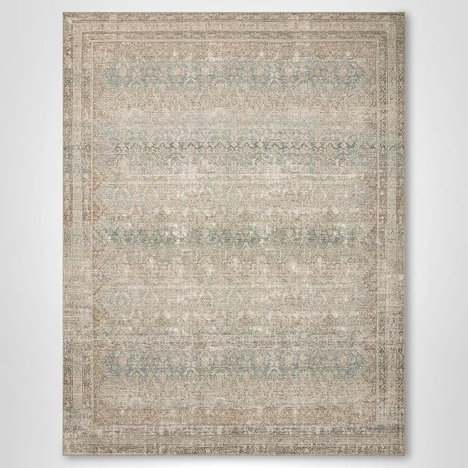 Loloi Angela Rose Aubrey Collection AUB-03 Jade/Natural 7'-6" x 9'-6", .19" Pile Height, Area Rug | Amazon (US)
