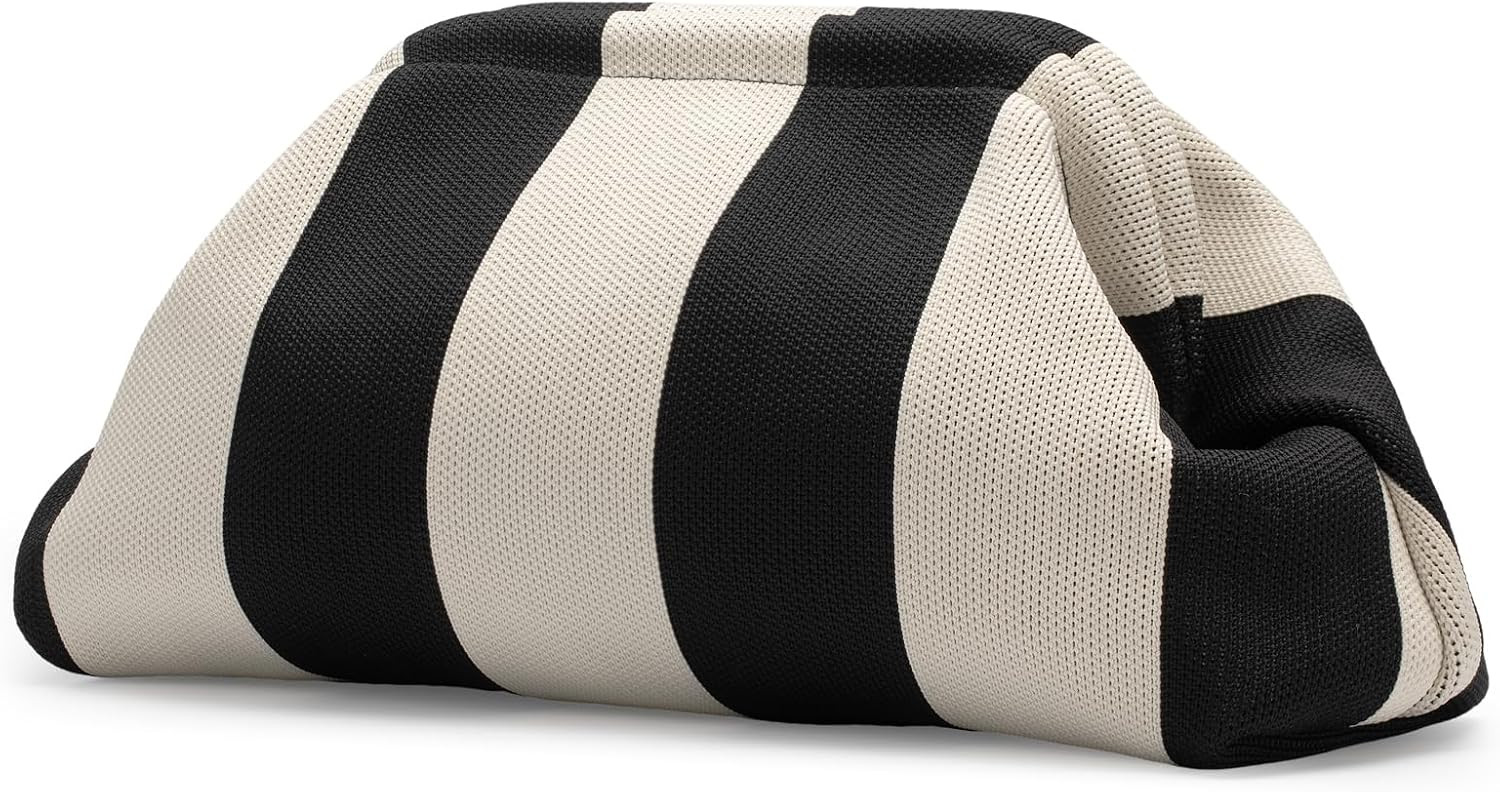 Woven Clutch Purses for Woman,Summer Beach Purse for Vacation, Woven Striped Dumpling Bag,Crochet Evening Handbag | Amazon (US)