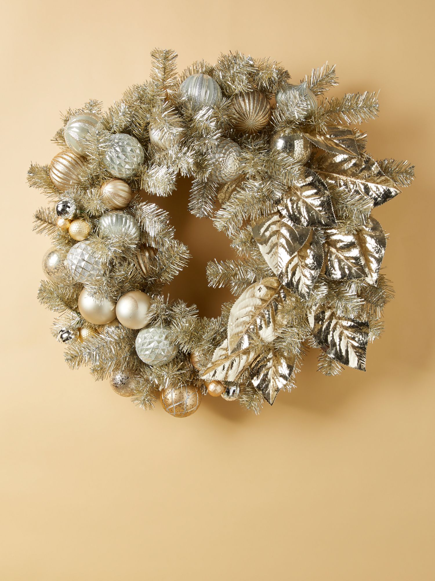 28in Ornament And Leaf Wreath | Seasonal Decor | HomeGoods | HomeGoods