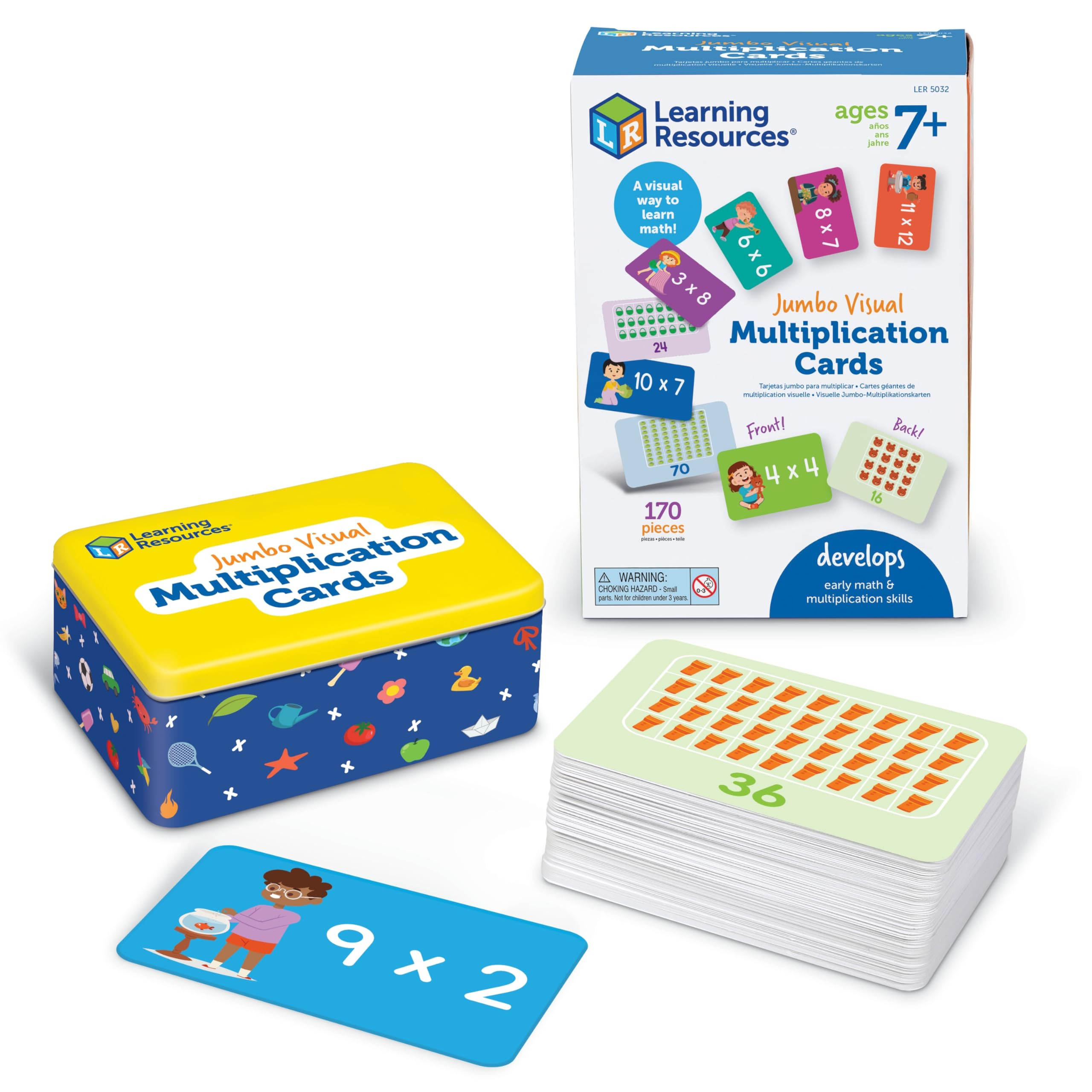 Learning Resources Jumbo Visual Multiplication Cards, Multiplication and Division Flash Cards, Mu... | Amazon (US)
