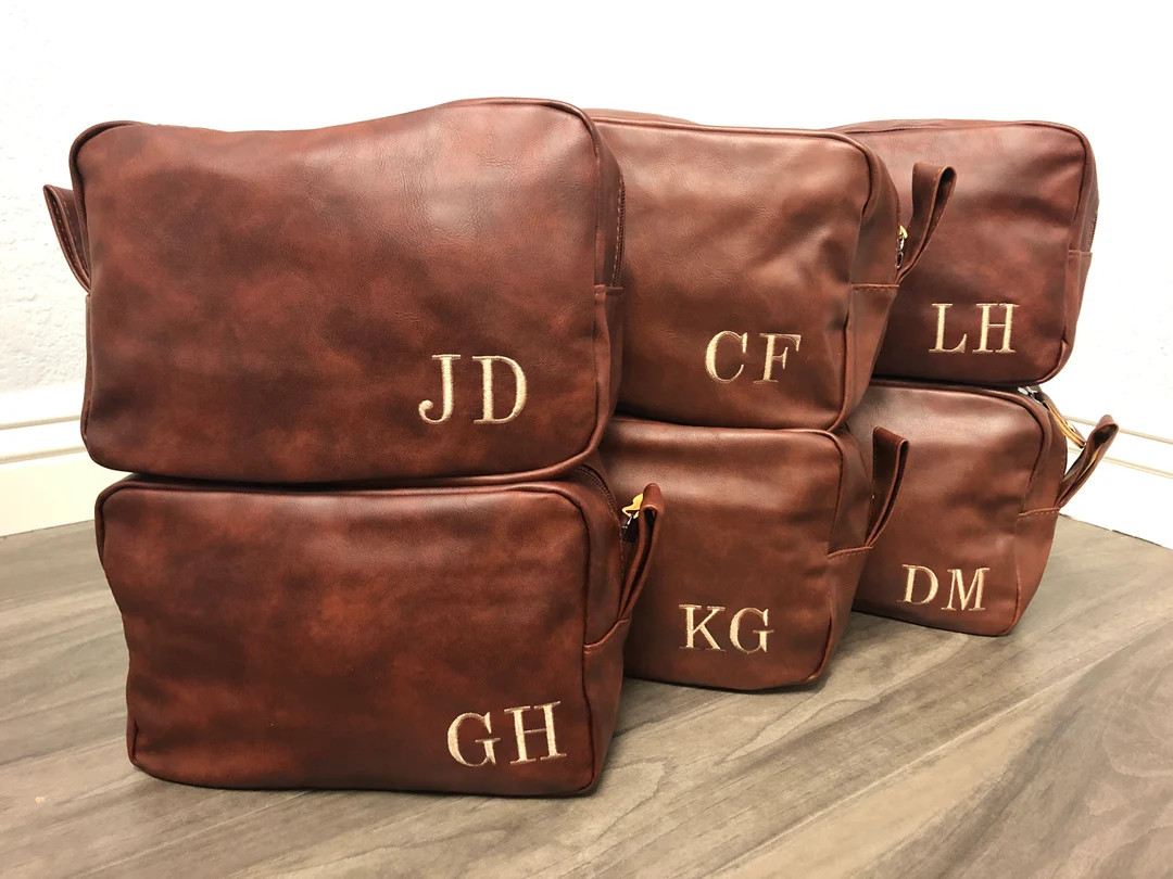 Groomsmen Gift Personalize Dopp Kit Wedding Groomsmen Gift Bag Travel Leather Toiletry Bag Shavin... | Etsy (US)