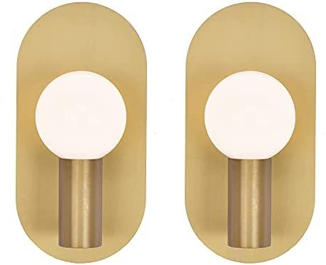 YEEZEMA Set of 2 Modern Wall Sconce Gold Mid-Century Wall Lamp Brushed Stainless Steel Oval Art S... | Amazon (US)