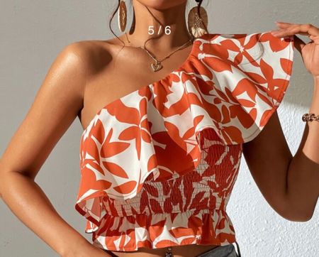 One shoulder top, crop top, vacation top, ruffle top, grandmillennial outfit, vacation outfit, shein tops, grandmillennial shein outfit

#LTKunder50 #LTKSeasonal #LTKunder100