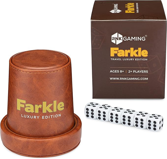 Farkle Travel Luxury Edition Game with Brown PU Leather Dice Cup | Amazon (US)