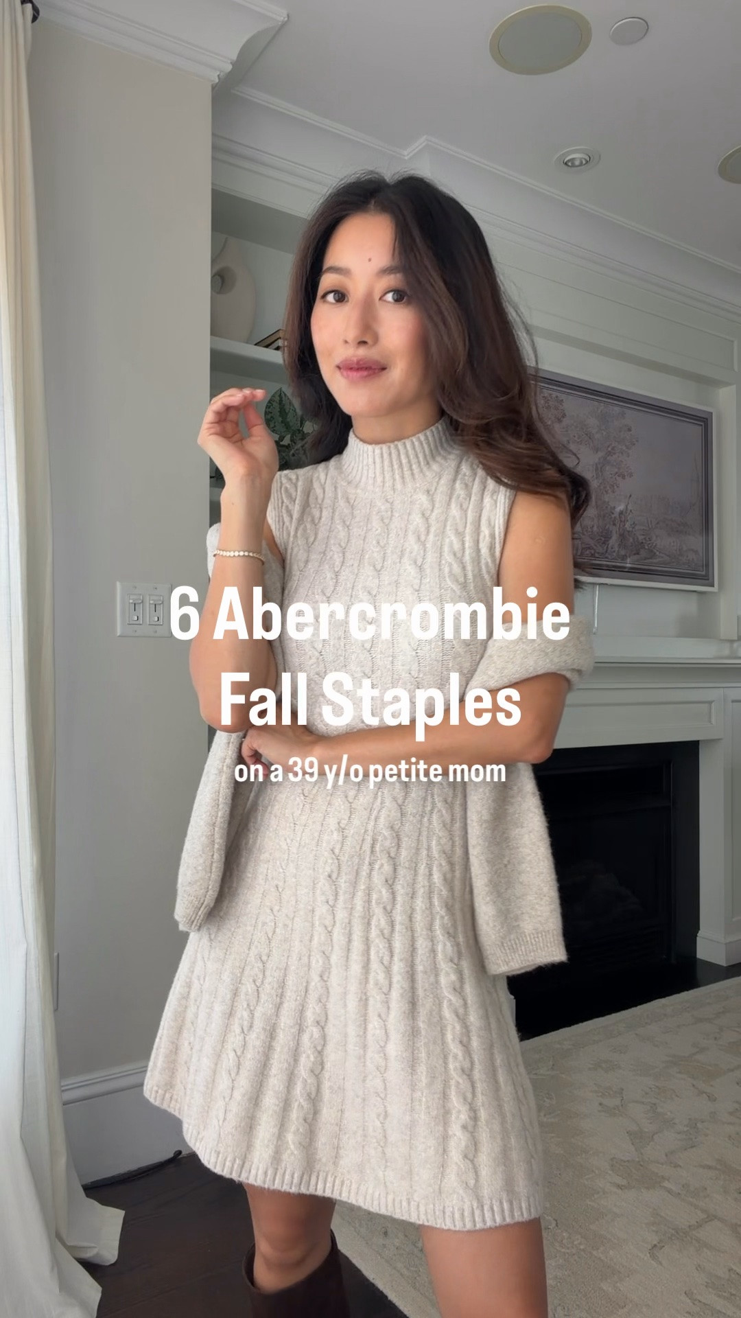 Size info below! 
Outfit 1: 
• Cable knit sweater dress XS petite I sized up for room at the tummy   
• Merino wool sweater XXS, sleeves run long 

Outfit 2: 
• High Rise Wide Leg Trouser Jean 24 Short looser relaxed fit 
• Cotton Shrunken Cardigan XXS with sleeves folded up 
• Bra-Free Rib Tank XXS 

Outfit 3: 
• Bra-Free Midi Dress size XXS petite - 100% cotton, shapely bodice, adjustable straps, stretch panels on both sides, pockets. 

Outfit 4: 
• High rise 90s relaxed jeans 24 in Extra Short 
• Merino wool sweater XXS, sleeves run long 

Outfit 5 and 6:
• Sloane wide leg pants 24 Short, length is longer for Short at 28.5” inseam. waist is TTS with a touch of stretch in the back 
• Merino wool sweater XXS, sleeves run long 

@abercrombie #abercrombie #abercrombiepartner

Petite friendly, fall outfit ideas, petite trousers , business casual workwear office style

#LTKPetite #LTKSeasonal #LTKWorkwear
