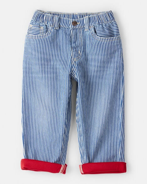 Toddler Hickory Stripe Knit-Like Denim Jeans - Blue/Ivory | Carter's Inc