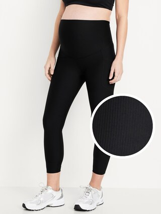 Maternity Full Panel PowerSoft 7/8 Rib Leggings | Old Navy (US)