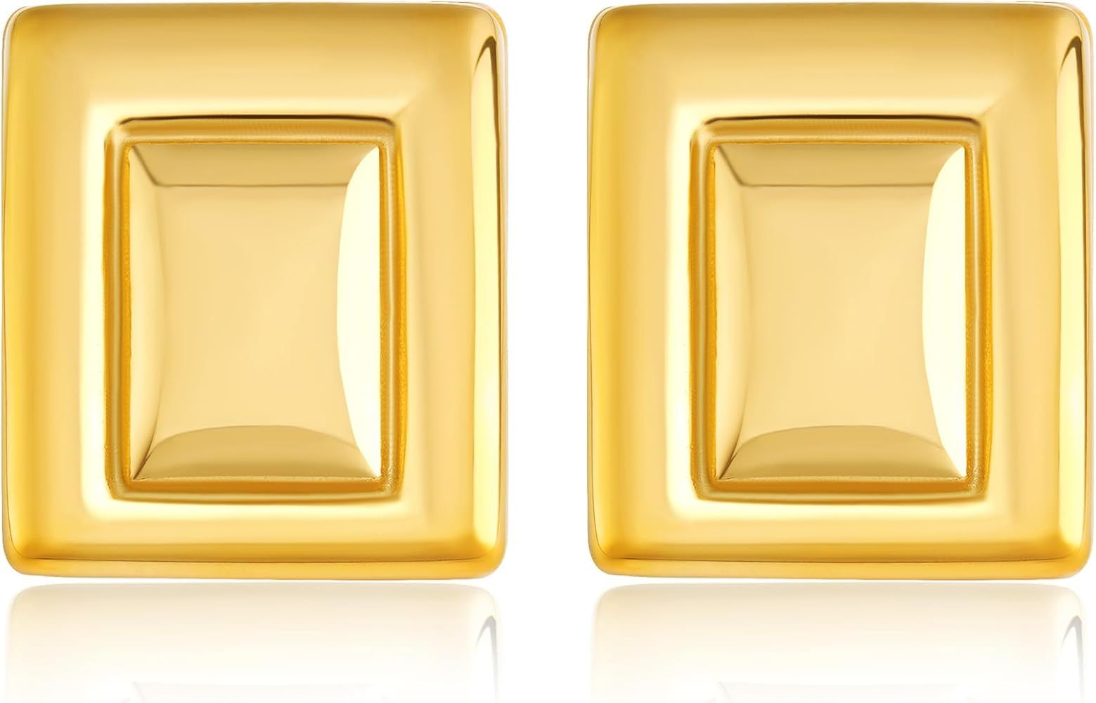 Gold Square Earrings for Women Large Rectangular Stud Earrings Trendy Chunky Geometric Earrings 1... | Amazon (US)