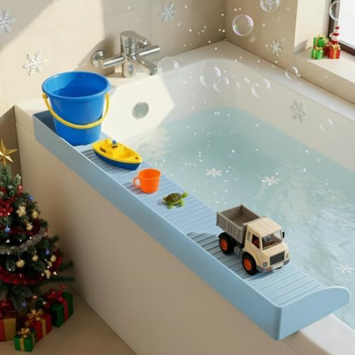 Roslim Splash Guard for Bathtub, Silicone Tub Water Splash Guard with Suction Cups, Bath Toy Tray... | Amazon (US)