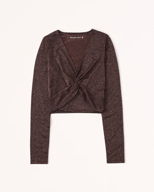 Women's Long-Sleeve Sparkle Twist Top | Women's Tops | Abercrombie.com | Abercrombie & Fitch (US)