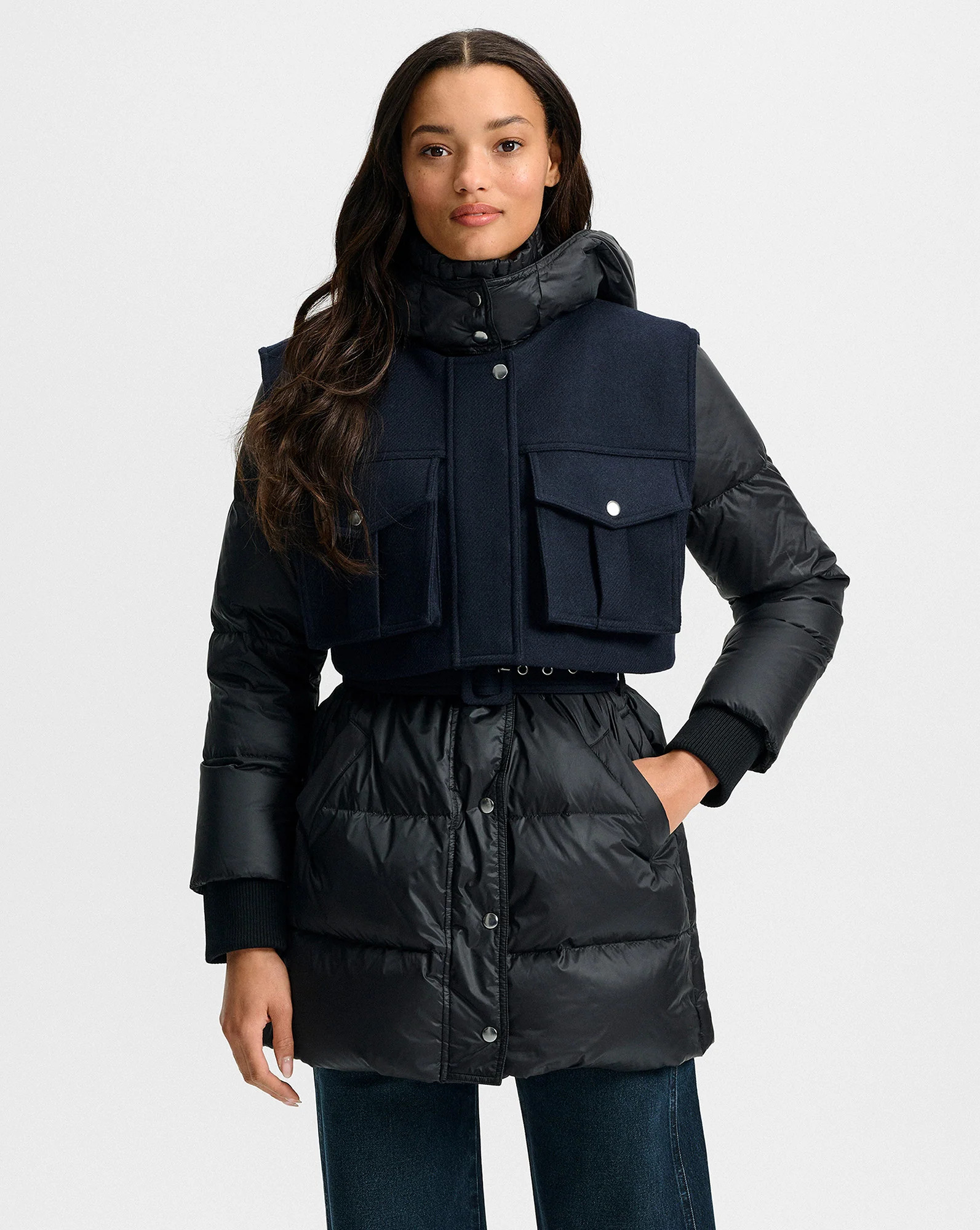 Veronica Beard Jarvis Layered Puffer Coat Black | Veronica Beard