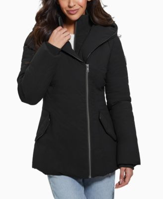 Women's Bibbed Shawl-Collar Hooded Puffer Coat | Macy's