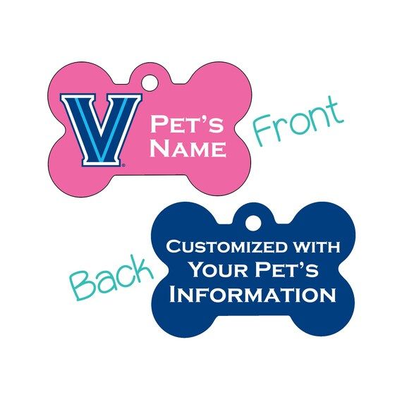 Villanova Wildcats 2-Sided Pink Pet Id Dog Tag | Officially Licensed | Personalized for Your Pet | Etsy (US)