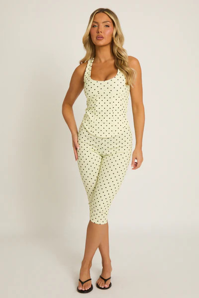 Yellow Polka Dot Corset Top and Capri Pant Co-ord Set - Nikola | Rebellious Fashion