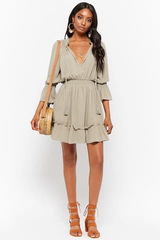Crinkled Smocked Peasant Dress | Forever 21 (US)