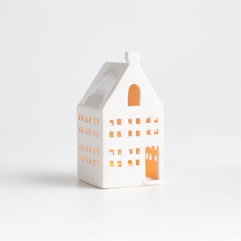 Mini White Ceramic Holiday Canal House + Reviews | Crate & Barrel | Crate & Barrel